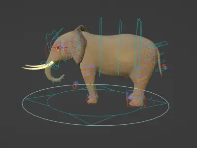 Elephant 3D Model Rigged and Animated Low-poly 3D model