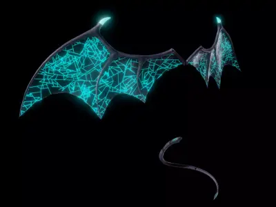 Demon Cyber Wings and Tail Low-Poly Low-poly 3D model