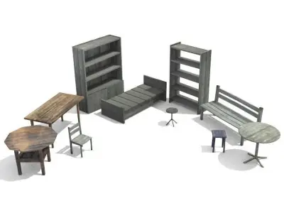 Old furniture set Free low-poly 3D model