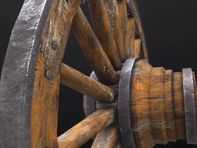 Wagon Wheel1 Low-poly 3D model