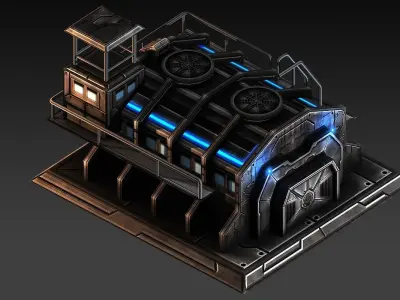 Sci-Fi Barracks Low-poly 3D model