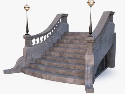 Stone Stair 0001 Low-poly 3D model
