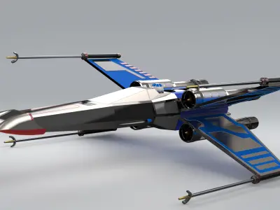 Futuristic Space Fighter Jet with Split Wings Sci-Fi Model 3D model