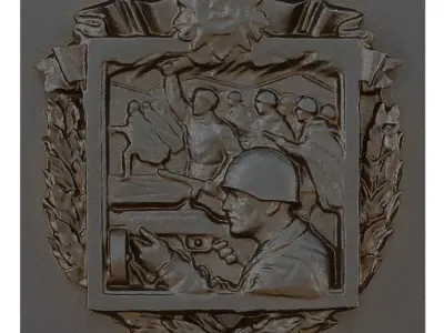 War Bas-relief Soldiers Going to Attack 3D model