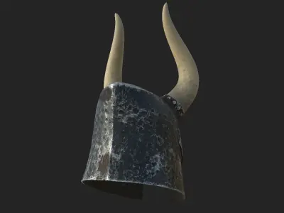 Rusty Helmet with Horns 3D model