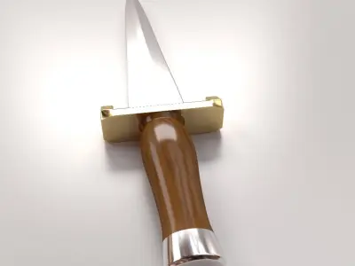 Knife sword with wooden handle 3D model