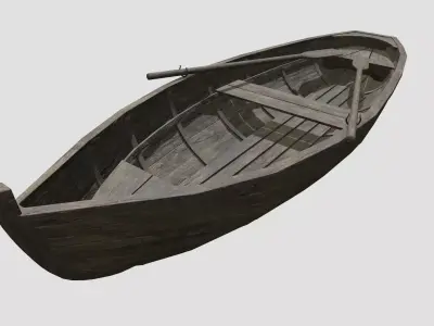  Old Row Boat Low-poly 3D model