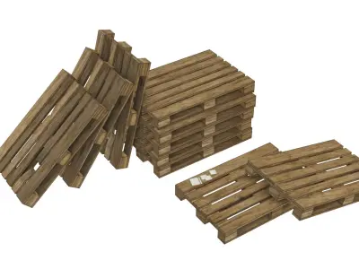 Pallet collection - Wooden industrial pallet Low-poly 3D model