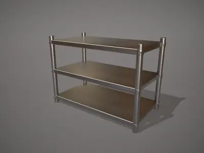 Stainless Steel Kitchen Shelves Commercial Low-poly 3D model