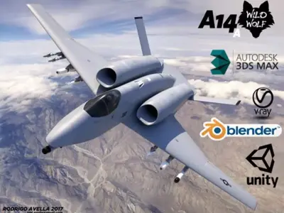 A-14A WILD WOLF stealth futuristic fighter concept jet  3D model