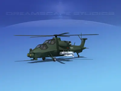 WZ-10 Attack Helicopter  Low-poly 3D model