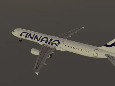 Finnair airbus a321-211 low poly 3d model  Low-poly 3D model