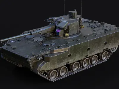 2S38 Derivatsiya PVO Russian Game Ready LODs Rigged Low-poly 3D model