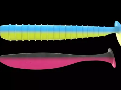 Set of two soft plastic baits and jig head Fishing tackle 3D model