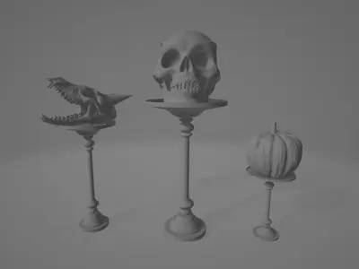 SkullStickSet 3DModel part of the Halloween package 3D model