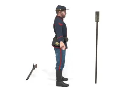 Union Soldier 3 - Artillery Low-poly 3D model