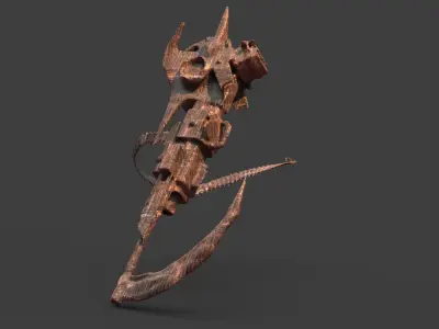 Mech scythe Gun arm low res 3D model