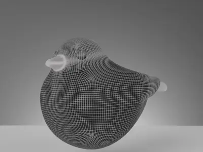 Cute Fluffy Toy Birds 3D model