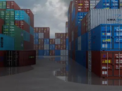 Shipping Containers - Combo Low-poly 3D model