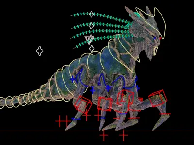 Seasectoid Sea Creature Model with Rig Low-poly 3D model