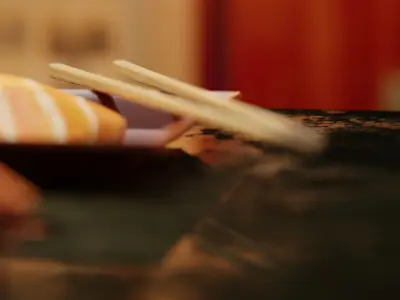 Sashimi Set sushi on plate with chopsticks 3D model