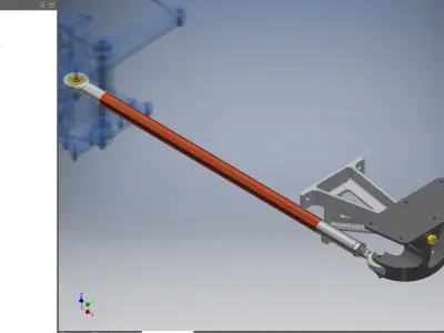 P-51D Mustang Rudder Lower Hinge and Connecting Control Rod 3D print model