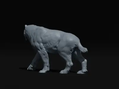 Realistic Smilodon Saber-toothed cat basemesh 3D print model