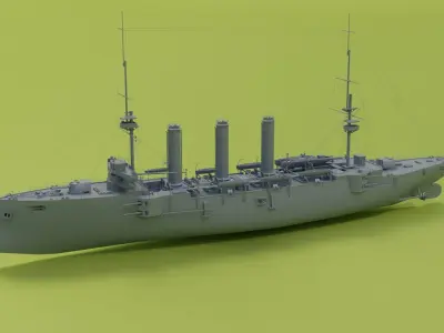 HMS Cornwall cruiser Low-poly 3D model