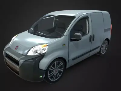 Fiat Fiorino Commercial Van and Interior Low-poly 3D model