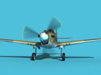 Curtiss P-40B Warhawk V09 USAAF 3D model