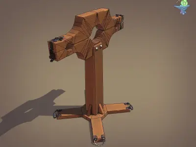 Pilori wooden cross Low-poly 3D model
