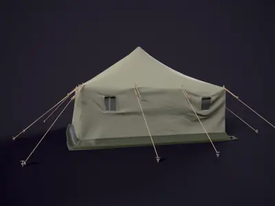 Military tent  Low-poly 3D model