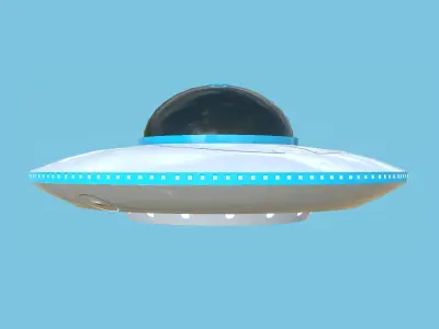 Spaceship UFO B3 - White Blue - Alien SciFi Vehicle Low-poly 3D model