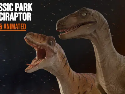 Jurassic Park Park Velociraptor Blender Low-poly 3D model