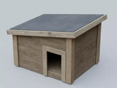Wooden Kennel Dog House - SubD  Low-poly 3D model