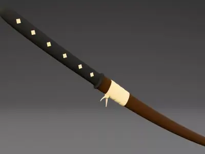 Katana Sword Japanese Samurai Weapon 3D Model Low-poly 3D model