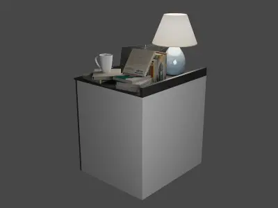 TABLE lamp and books on Free low-poly 3D model
