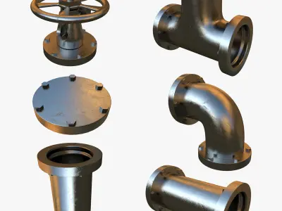 Steel Pipe Collection 3D model