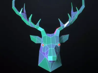 Deer low poly polygonal head Free low-poly 3D model
