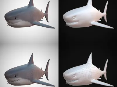 Sharks - 4 Pack Low-poly 3D model