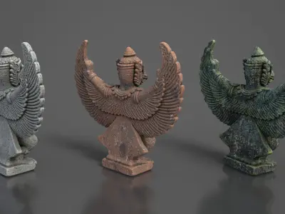 Ancient Khmer Statue 04-250522 Low-poly 3D model
