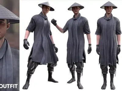 Man Warrior Modular Rigged Free 3D model