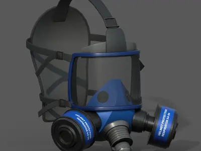 Gas mask helmet 3d model military combat  Low-poly 3D model 6