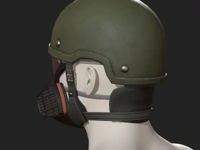 Helmet gas mask scifi military combat 3d futuristic  Low-poly 3D model