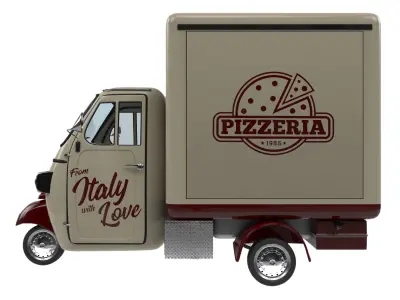 Piaggio ape pizza trailer 3D model