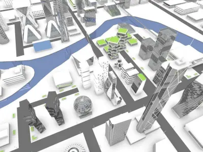 Future city Low-poly 3D model