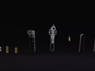 Pistols Glock 17 44 Magnum bullets 3D model