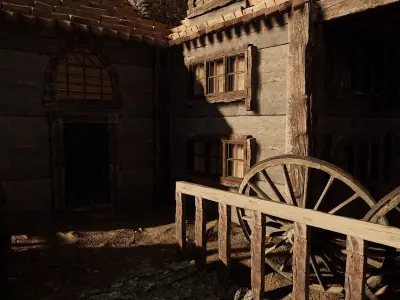 Unique Wooden Medieval Village House  Free 3D model