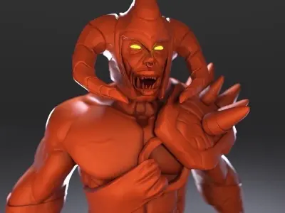 Ork High Poly demon with glowing eyes 3D model