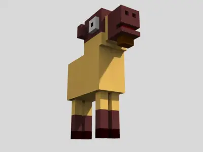 Voxel Goat Low-poly 3D model
